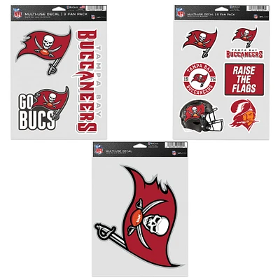 Lot de trois autocollants WinCraft pour supporters des Tampa Bay Buccaneers