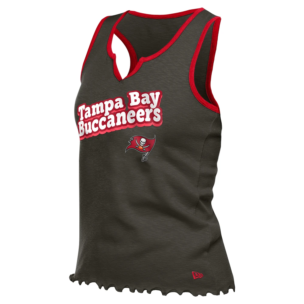 Débardeur tri-mélange à ourlet en étain et col cranté des Buccaneers de Tampa Bay pour femme New Era