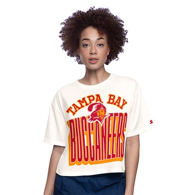 T-shirt court blanc pour femme des Buccaneers de Tampa Bay, coupe boxy et rétro, motif Starter Play the Ball