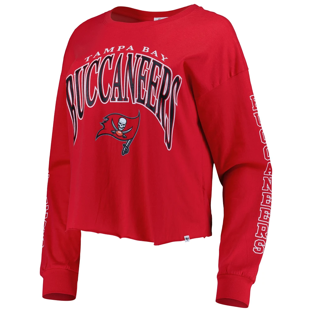 Women's '47 Red Tampa Bay Buccaneers Skyler Parkway Cropped Long Sleeve T-Shirt