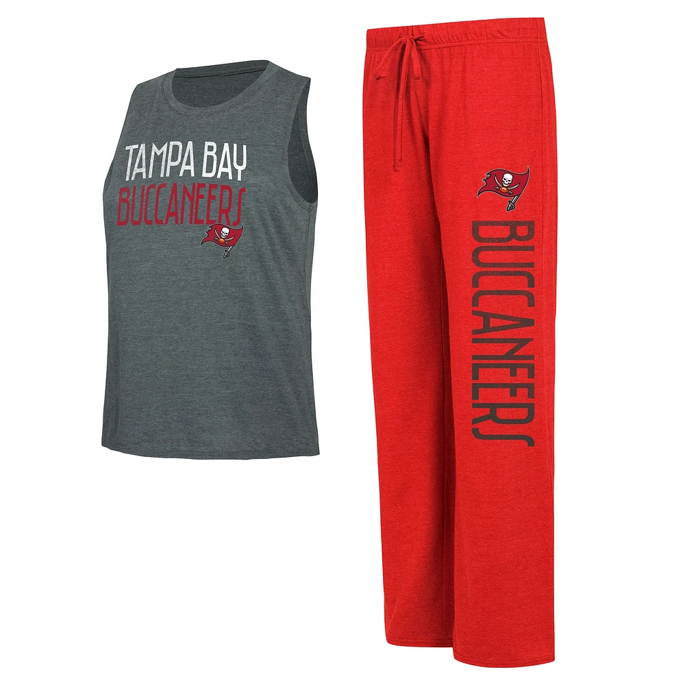 Women's Concepts Sport Black/Red Tampa Bay Buccaneers Muscle Tank Top & Pants Lounge Set