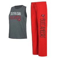 Women's Concepts Sport Black/Red Tampa Bay Buccaneers Muscle Tank Top & Pants Lounge Set