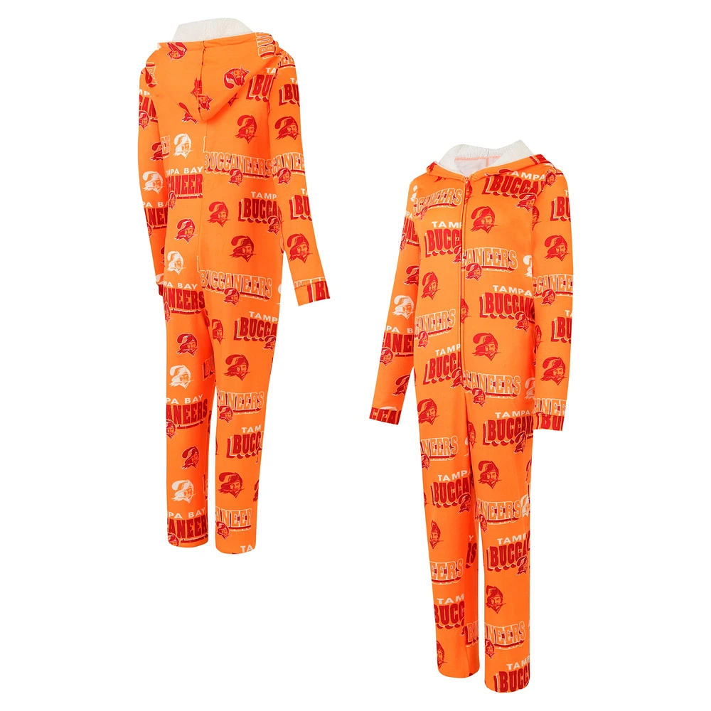 Combinaison en micropolaire à imprimé intégral et fermeture éclair intégrale Concepts Sport Orange Tampa Bay Buccaneers Throwback Roadway pour femme