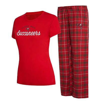 Concepts Sport Rouge/étain Tampa Bay Buccaneers Arctic T-shirt et pantalon en flanelle Ensemble de nuit