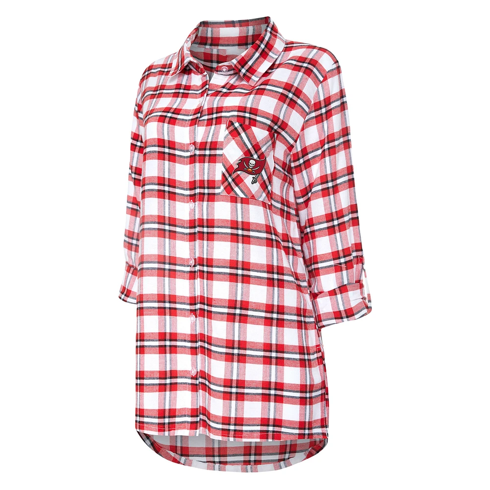 Chemise de nuit à manches longues carreaux et Tampa Bay Buccaneers Concepts Sport pour femmes, rouge