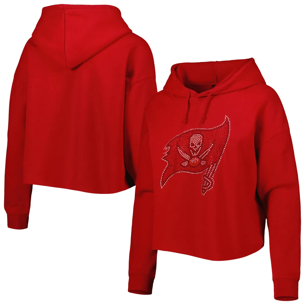 Chandail à capuchon court avec logo en cristal des Buccaneers de Tampa Bay Cuce pour femmes, rouge