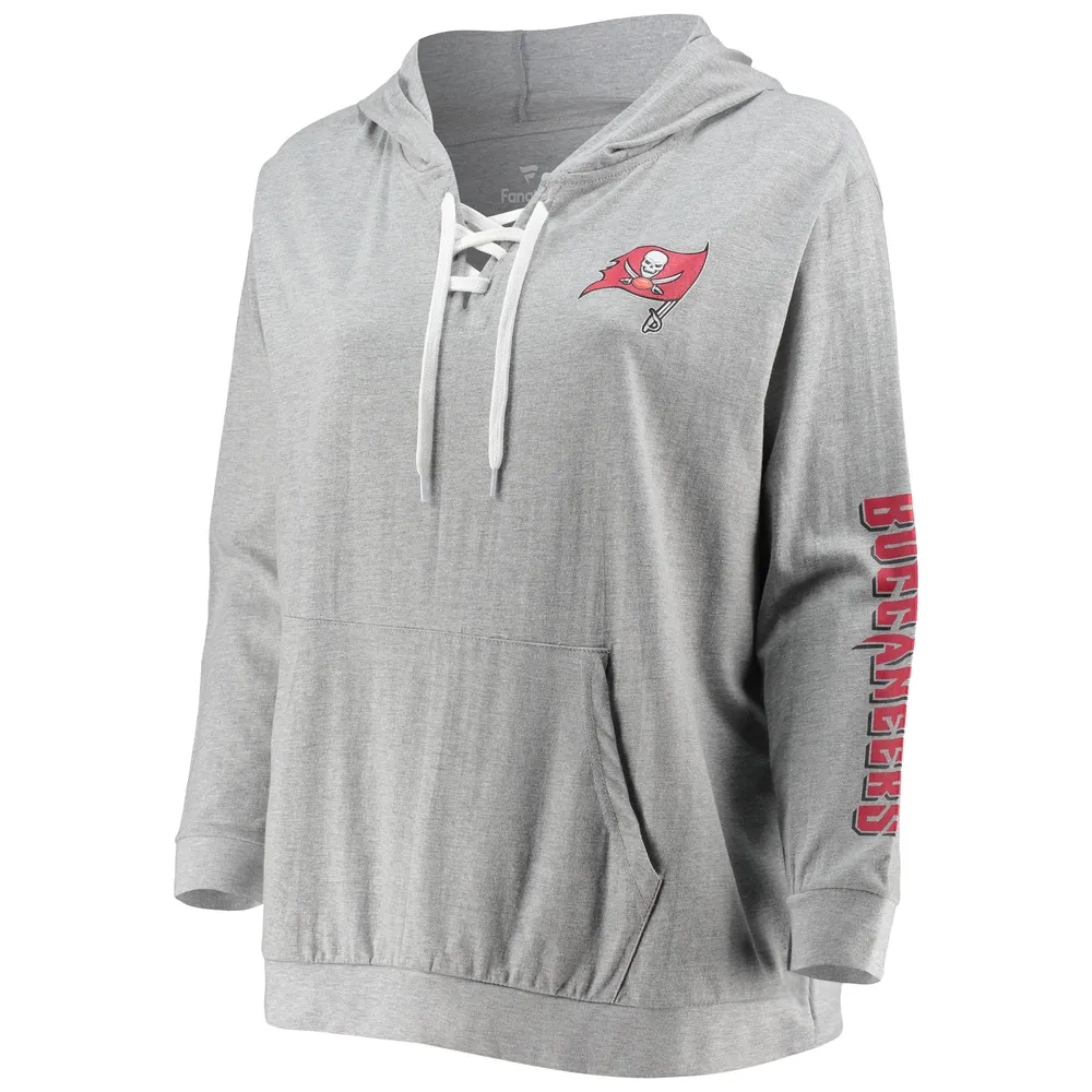 Fanatics Branded Women's Fanatics Branded Heathered Gray Tampa Bay  Buccaneers Plus Lace-Up Pullover Hoodie