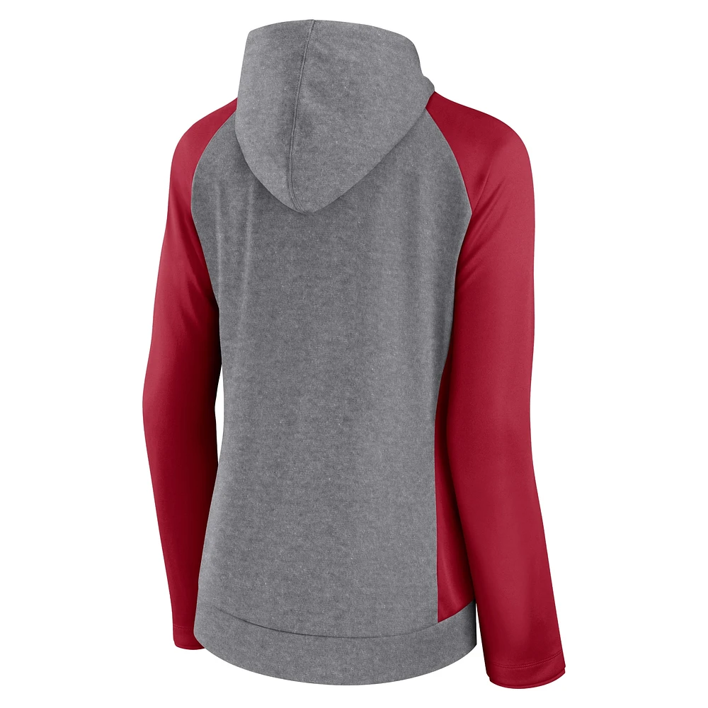 Women's Fanatics Gray/Red Tampa Bay Buccaneers Blind Side Raglan Full-Zip Hoodie