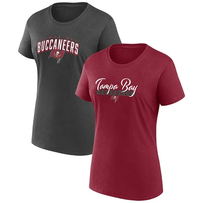 Ensemble de deux t-shirts Fanatics pour femmes, rouge/étain, Tampa Bay Buccaneers Fan