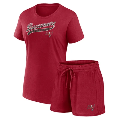 Pack combiné de t-shirts et shorts du début à la fin des Buccaneers Tampa Bay Fanatics pour femmes rouges