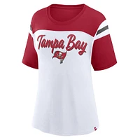 Haut court tendance blanc/rouge pour femmes Fanatics Tampa Bay Buccaneers Cheer Chant