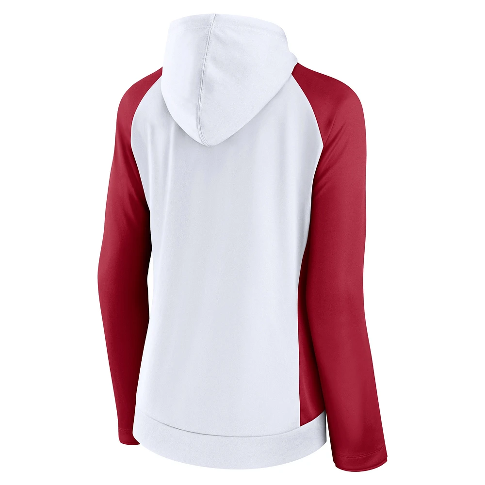 Veste à capuche légère raglan entièrement zippée pour femmes Fanatics blanc/rouge Tampa Bay Buccaneers End Around