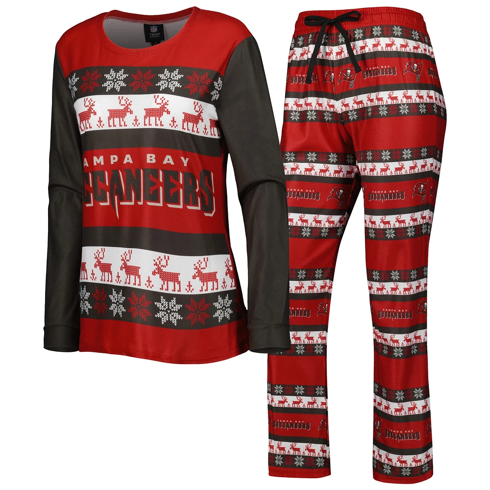 Women's FOCO Red Tampa Bay Buccaneers Holiday Ugly Pajama Set