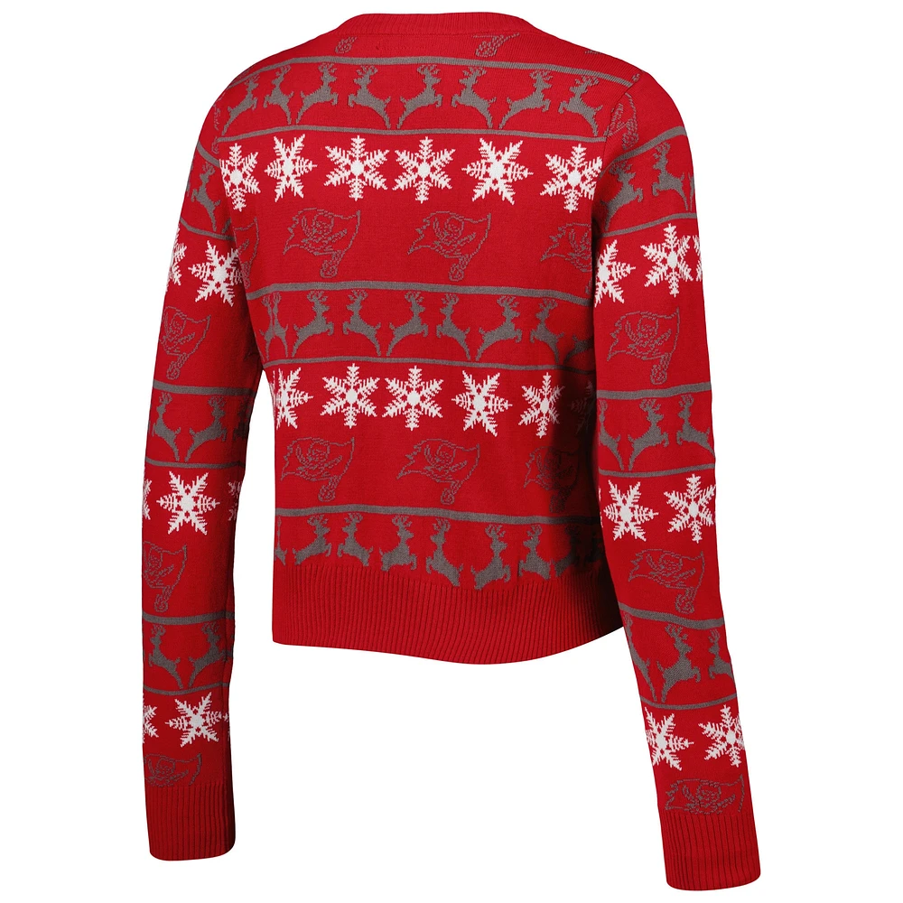 Chandail court FOCO Tampa Bay Buccaneers Ugly Holiday pour femmes, rouge