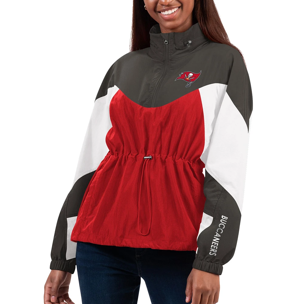 Veste légère à quart de zip G-III 4Her par Carl Banks pour femmes, rouge/étain, Tampa Bay Buccaneers Tie Breaker