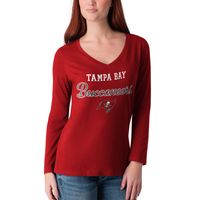 Women's G-III 4Her by Carl Banks Red Tampa Bay Buccaneers Post Season Team - Long Sleeve V-Neck T-Shirt