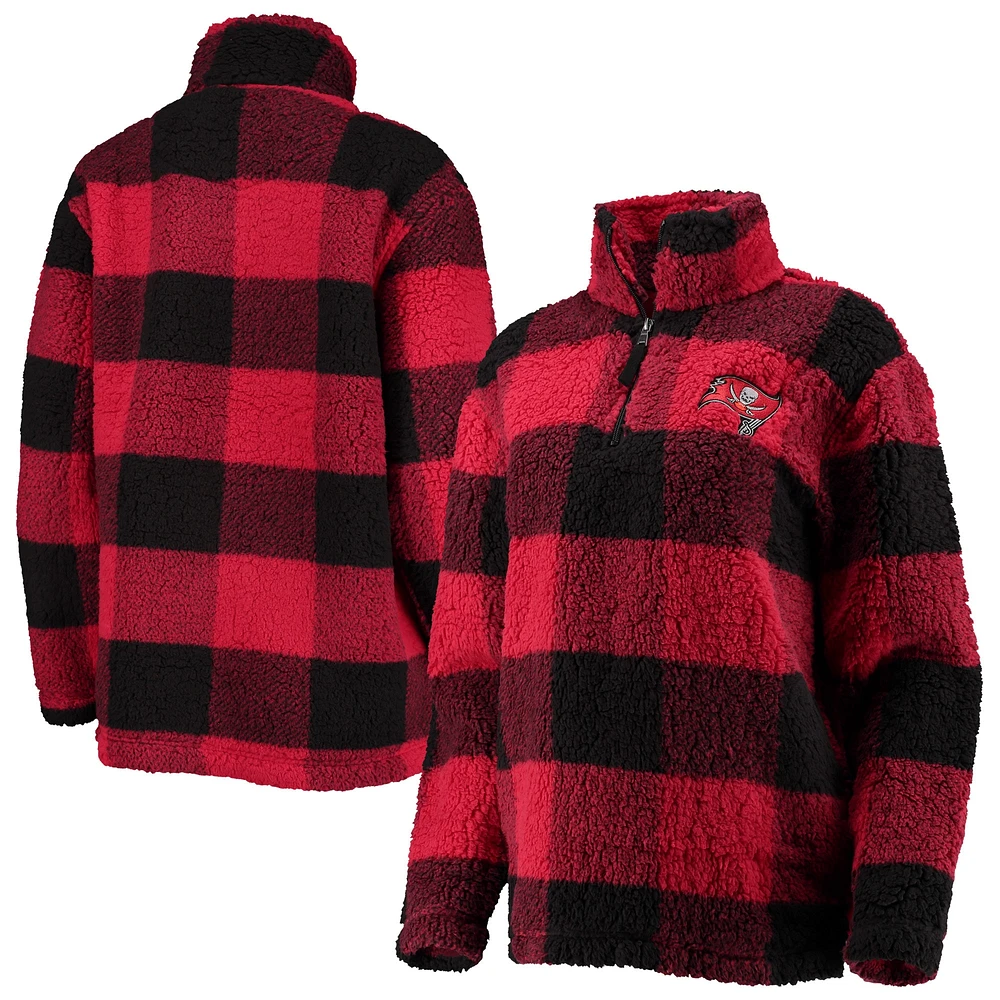 Veste pour femme G-III 4Her by Carl Banks Red Tampa Bay Buccaneers Sherpa Plaid Quarter-Zip Jacket