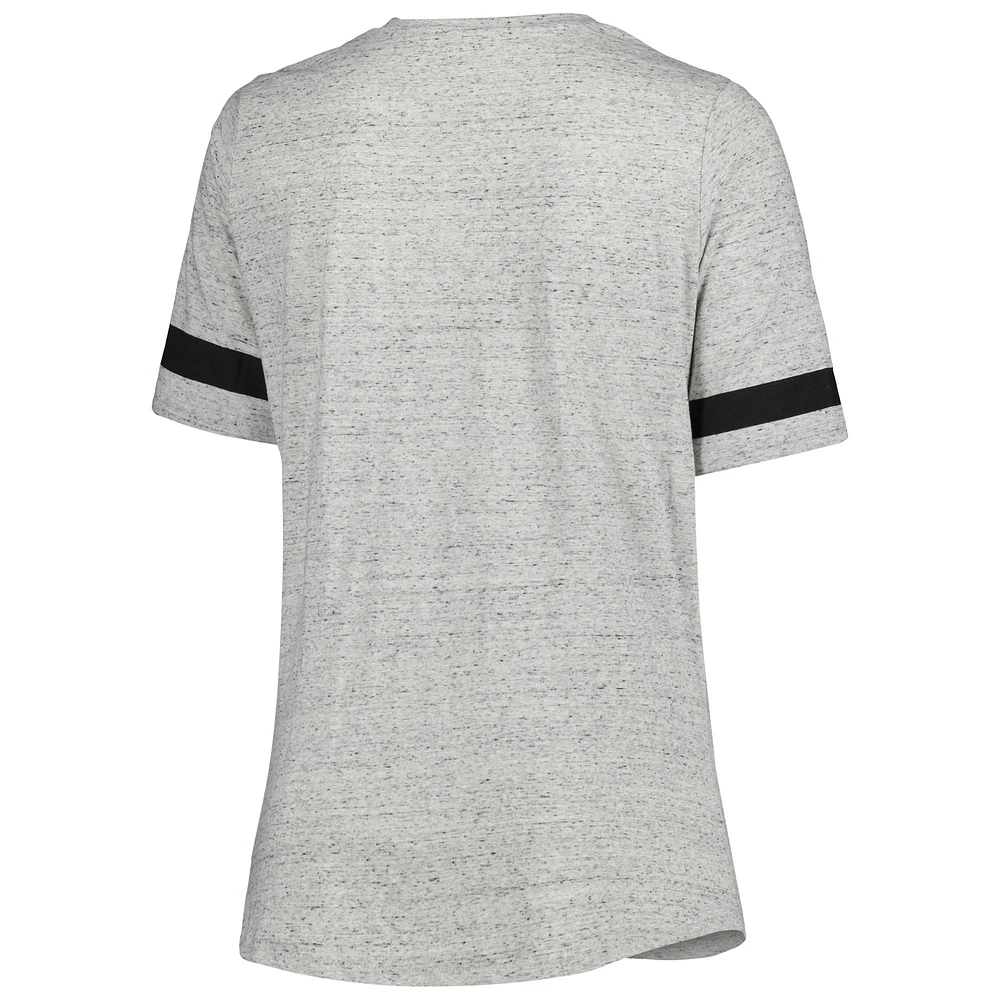 Women's Heather Gray Tampa Bay Buccaneers Plus Lace-Up V-Neck T-Shirt