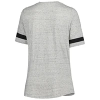 Women's Heather Gray Tampa Bay Buccaneers Plus Lace-Up V-Neck T-Shirt