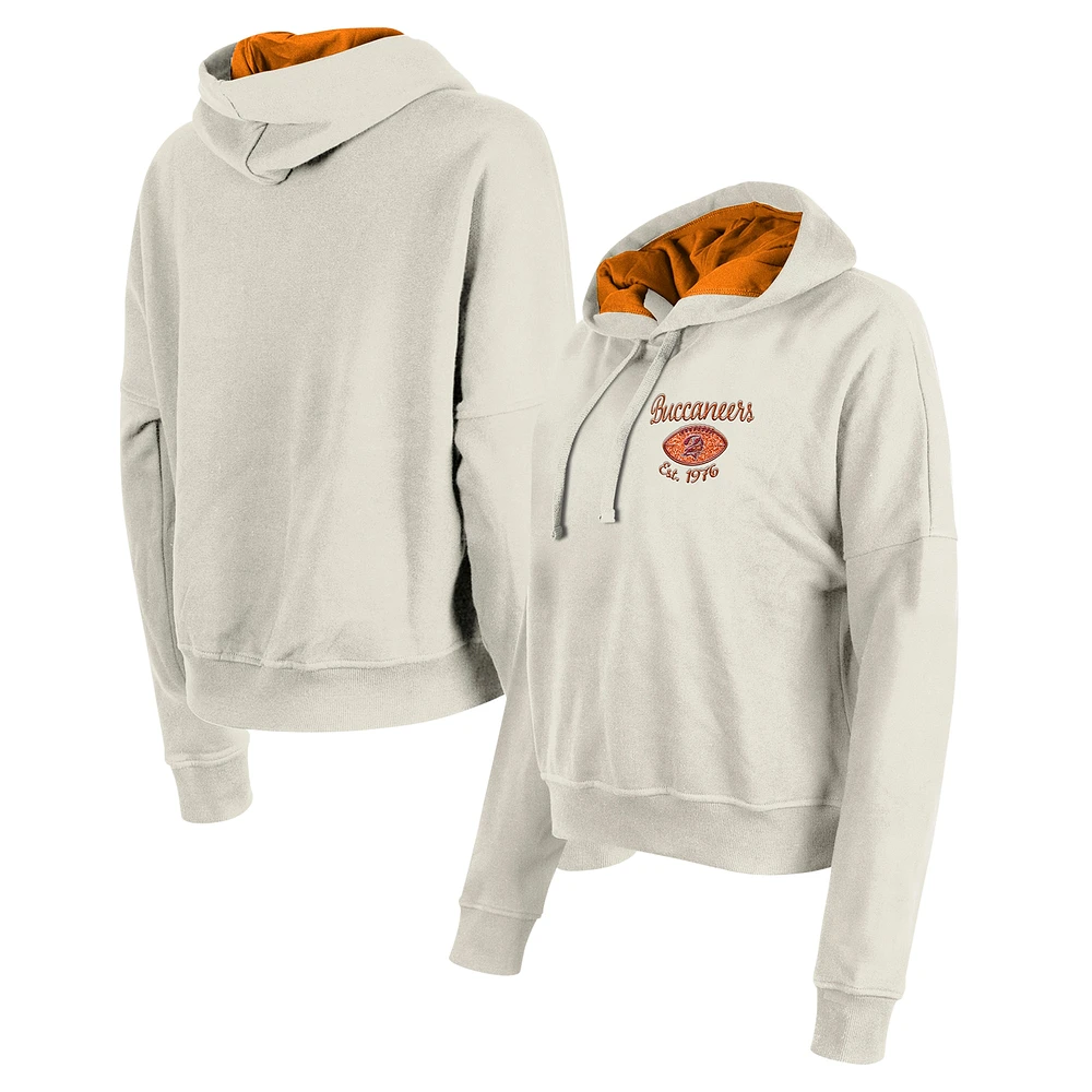 Women's New Era Cream Tampa Bay Buccaneers 3rd Down Historic Pullover Hoodie