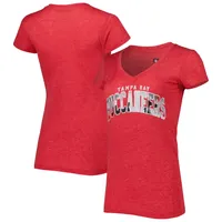 Women's Fanatics Branded Heathered Gray Tampa Bay Buccaneers Drop Back Modern Tri-Blend T-Shirt