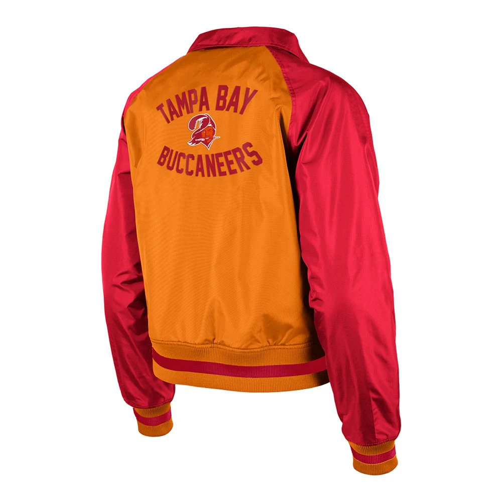 Blouson raglan à boutons-pression pour femmes Tampa Bay Buccaneers Coaches orange New Era