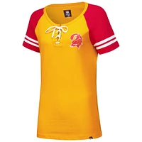 T-shirt raglan à lacets orange New Era pour femmes des Buccaneers de Tampa Bay