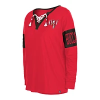 Women's New Era Red Tampa Bay Buccaneers Lace-Up Notch Neck Long Sleeve T-Shirt