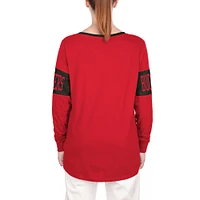 Women's New Era Red Tampa Bay Buccaneers Lace-Up Notch Neck Long Sleeve T-Shirt