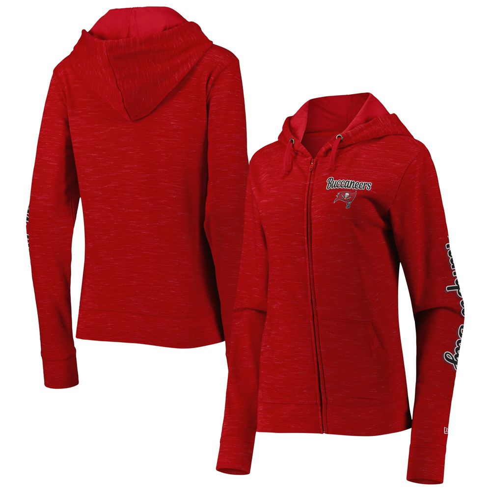 Women's New Era Red Tampa Bay Buccaneers Reverse Space-Dye Full-Zip Hoodie