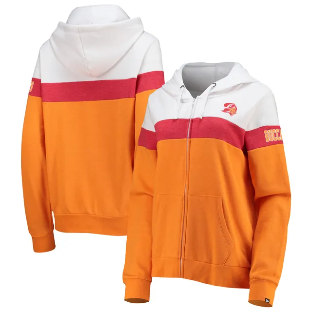 Women's New Era Orange/Red Tampa Bay Buccaneers Throwback Colorblock Full-Zip Hoodie Size: Small