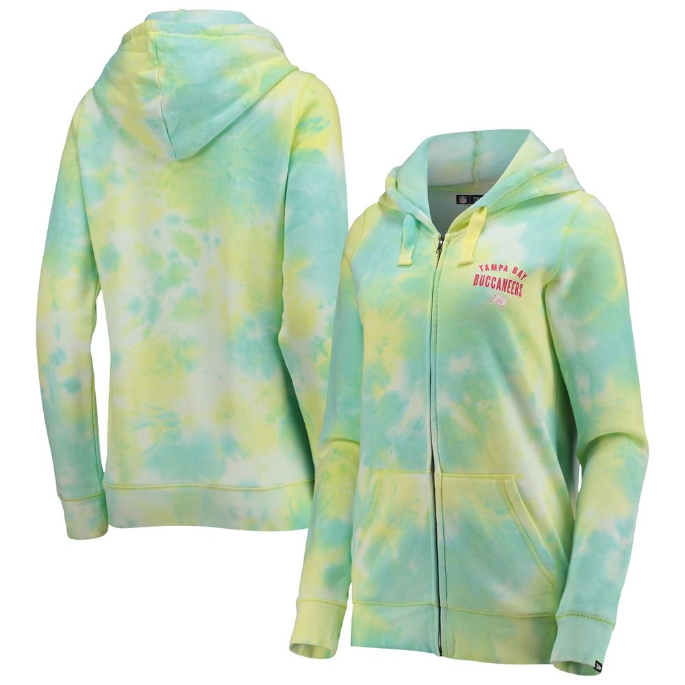 Women's New Era White Tampa Bay Buccaneers Ice-Dye Full-Zip Hoodie