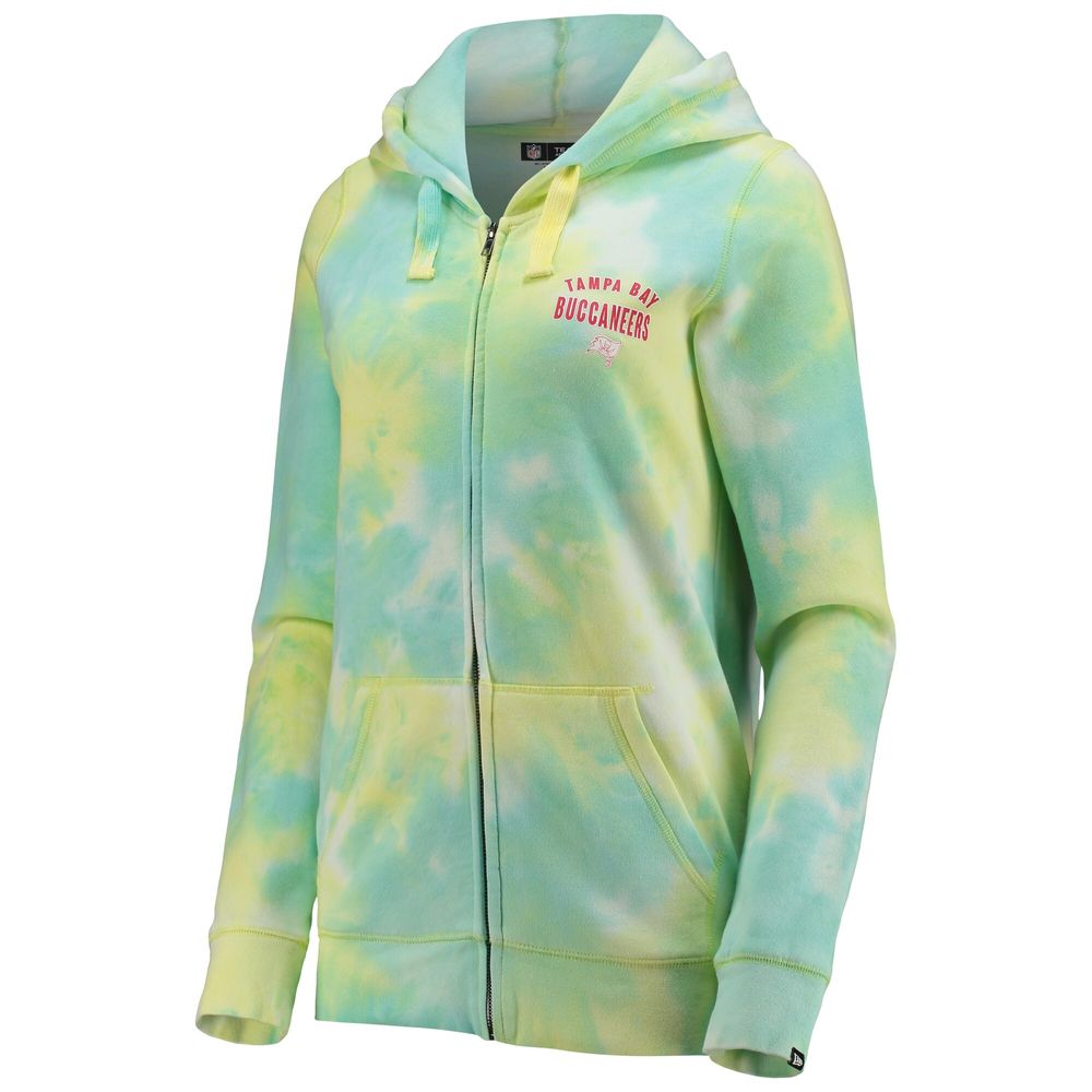 Women's New Era White Tampa Bay Buccaneers Ice-Dye Full-Zip Hoodie