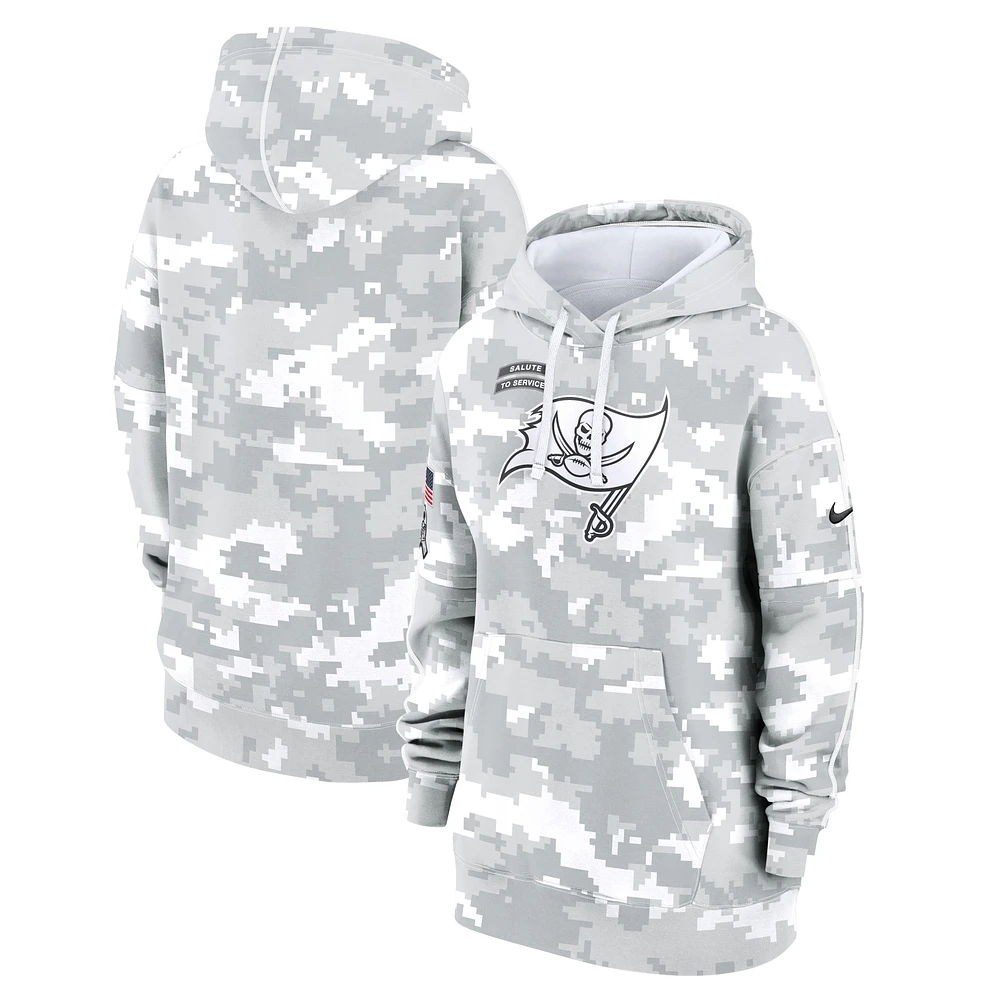 Women's Nike Arctic Camo Tampa Bay Buccaneers 2024 Salute To Service Club Fleece Oversized Pullover Hoodie