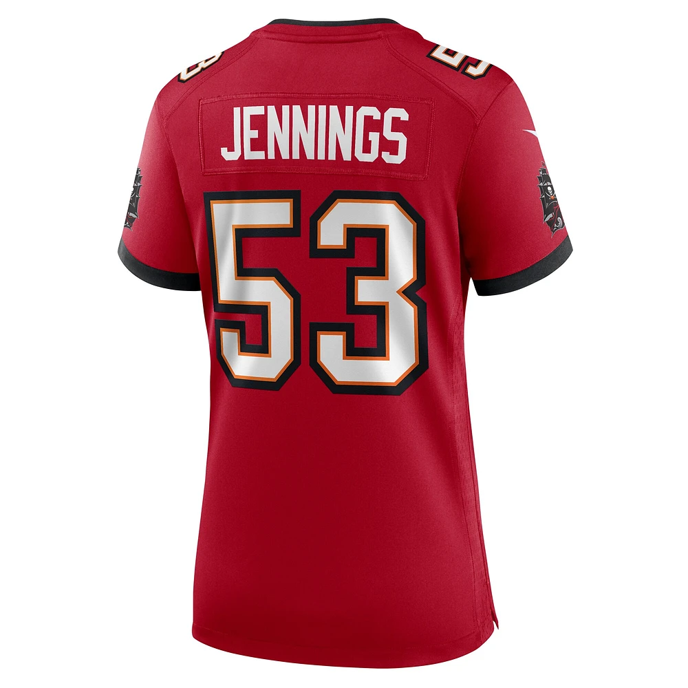 Maillot Nike Deion Jennings rouge pour femme des Tampa Bay Buccaneers