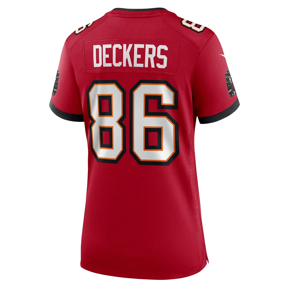 Maillot de match Nike Evan Deckers rouge des Buccaneers Tampa Bay pour femme