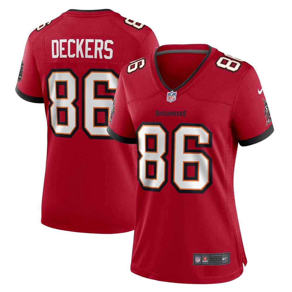 Maillot de match Nike Evan Deckers rouge des Buccaneers Tampa Bay pour femme