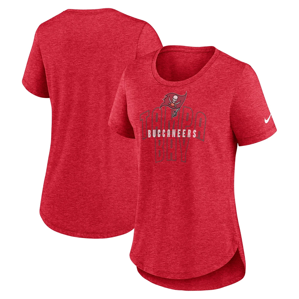 T-shirt Nike Heather Red Tampa Bay Buccaneers Fashion Tri-Blend pour femme