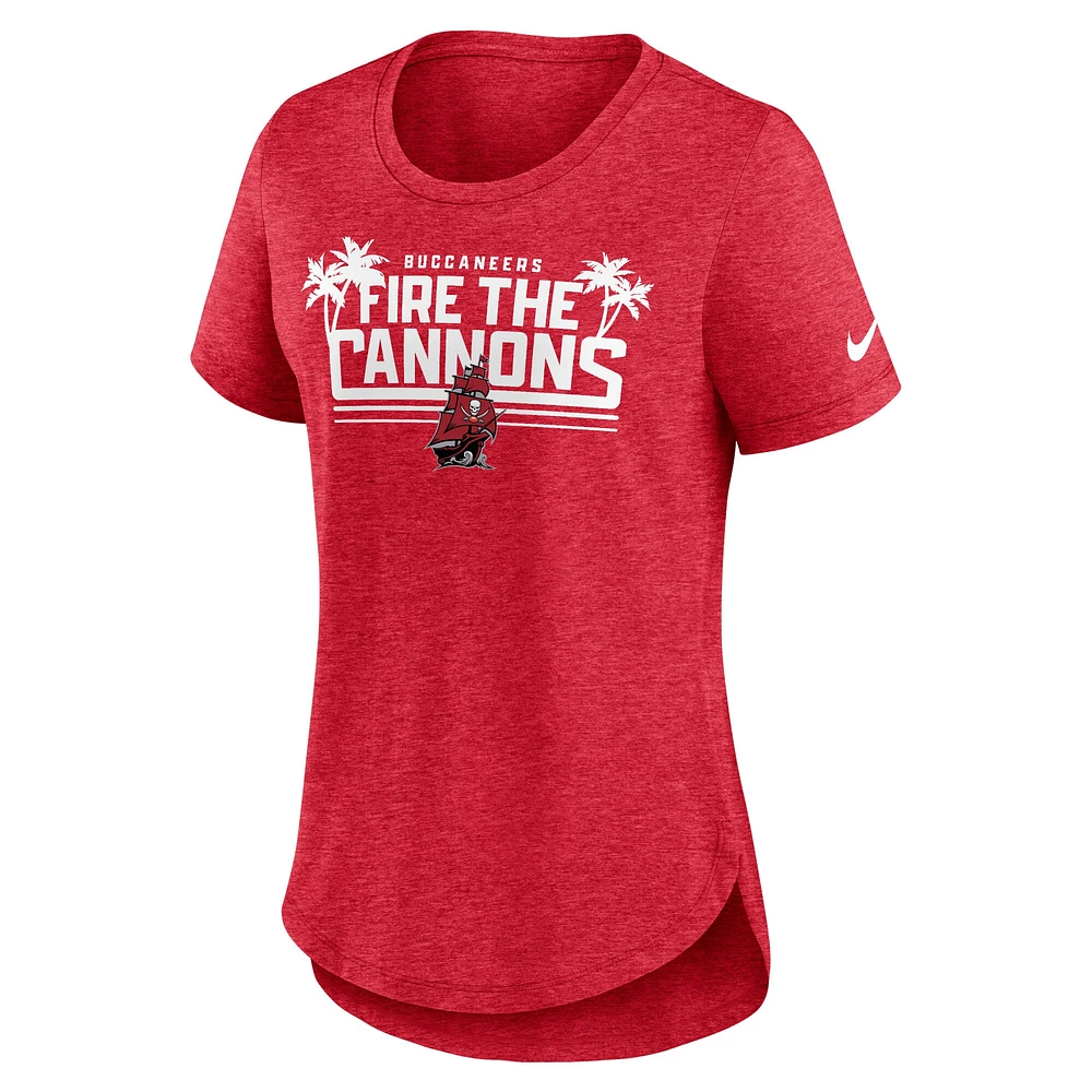 T-shirt à trois mélanges mode locale des Buccaneers de Tampa Bay Nike pour femme, rouge chiné