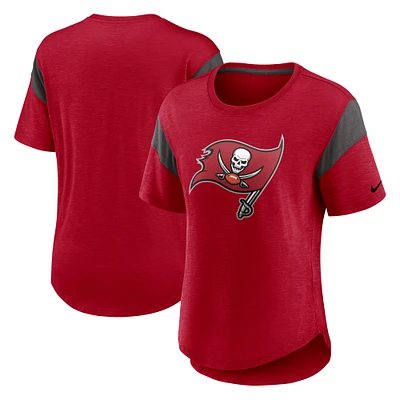 Haut tendance avec logo principal des Buccaneers de Tampa Bay Nike pour femme, rouge chiné