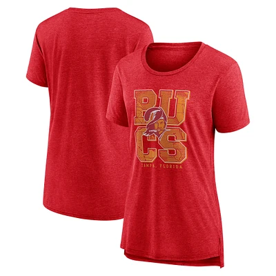 T-shirt à col rond Nike Heather Red Tampa Bay Buccaneers Vintage Graphic Tri-Blend pour femme