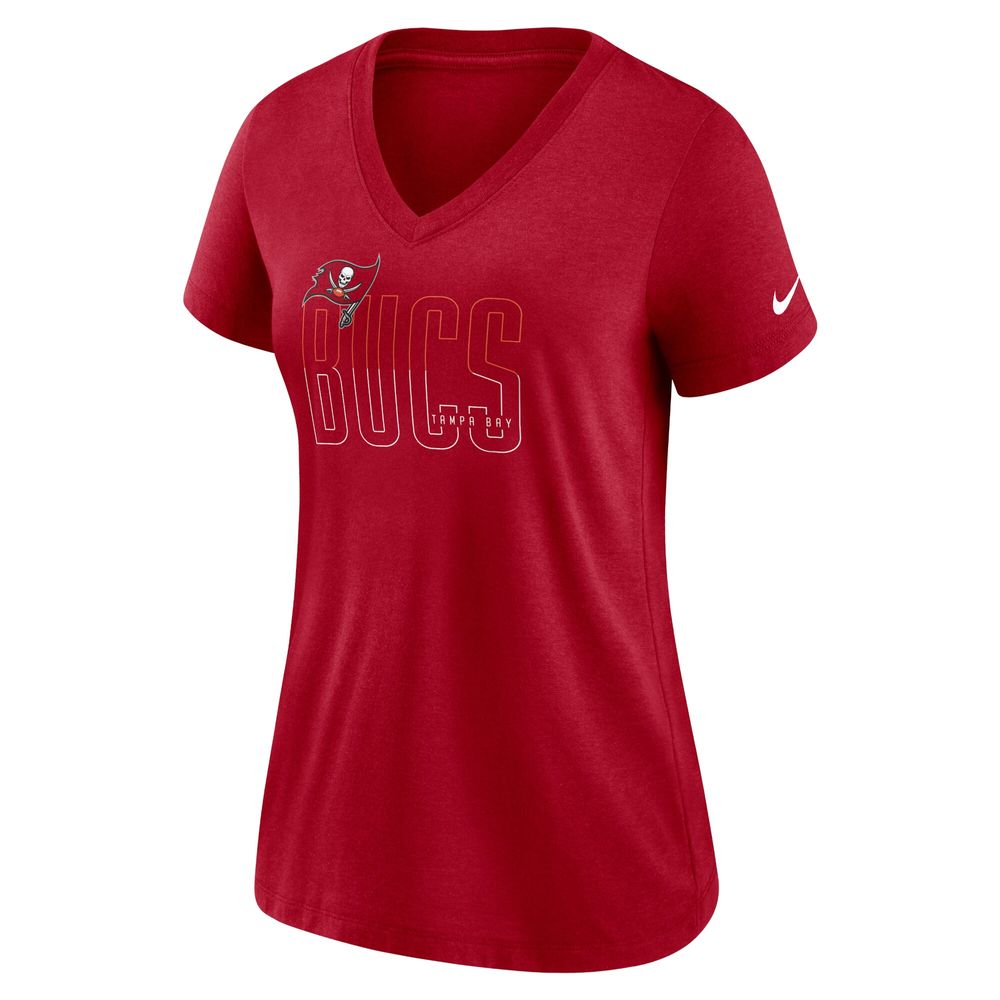 Women's Nike Heathered Red Tampa Bay Buccaneers Lock Up Tri-Blend V-Neck T-Shirt