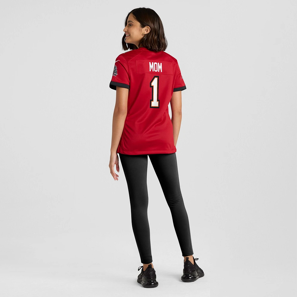 Maillot de match Nike numéro 1 Mom rouge des Buccaneers Tampa Bay pour femme