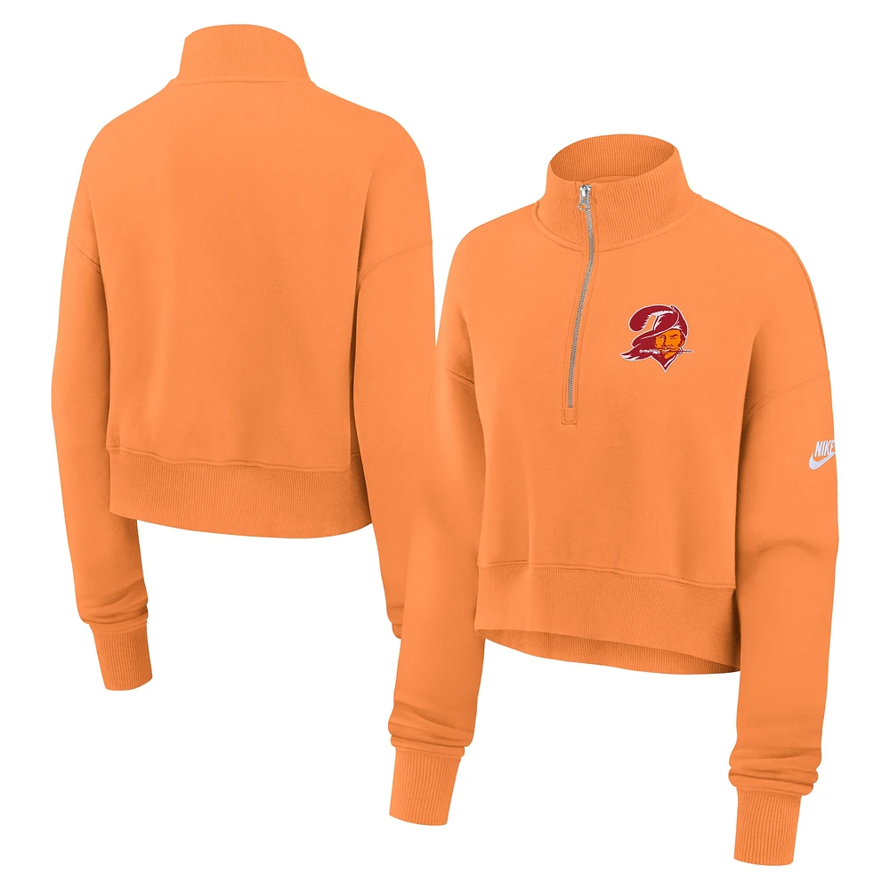 Sweat-shirt court à demi-zip Nike orange Tampa Bay Buccaneers Rewind Phoenix pour femme