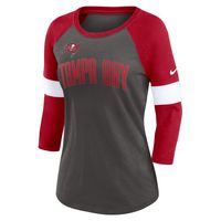 Women's Nike Pewter/Red Tampa Bay Buccaneers Football Pride Slub - 3/4 Raglan Sleeve T-Shirt