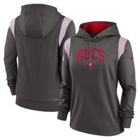 Women's Nike Pewter Tampa Bay Buccaneers Athletic Stack Performance - Pullover Hoodie