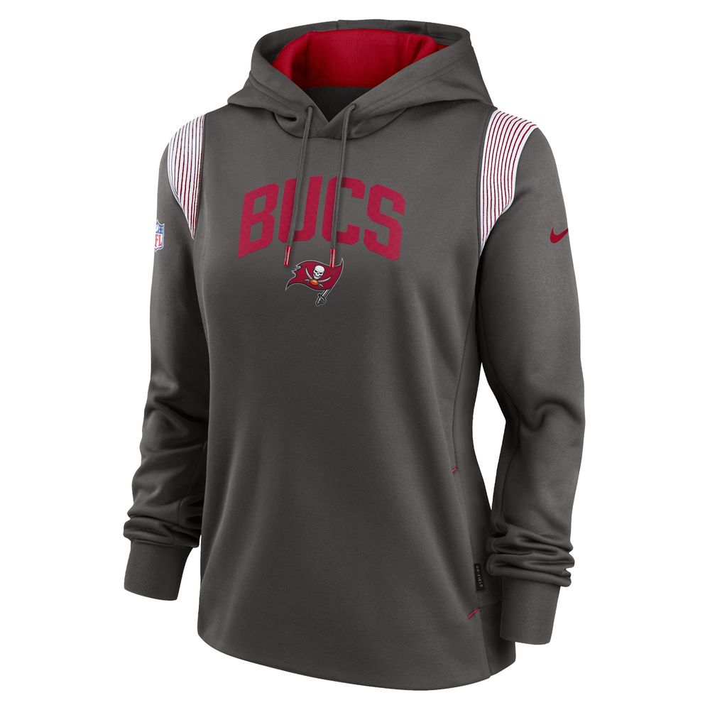 Women's Nike Pewter Tampa Bay Buccaneers Athletic Stack Performance - Pullover Hoodie