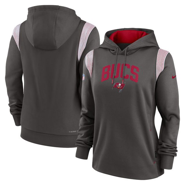 Nike Pewter Tampa Bay Buccaneers Athletic Stack Performance pour femme - Chandail à capuchon