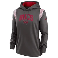 Women's Nike Pewter Tampa Bay Buccaneers Sideline Stack Performance Pullover Hoodie