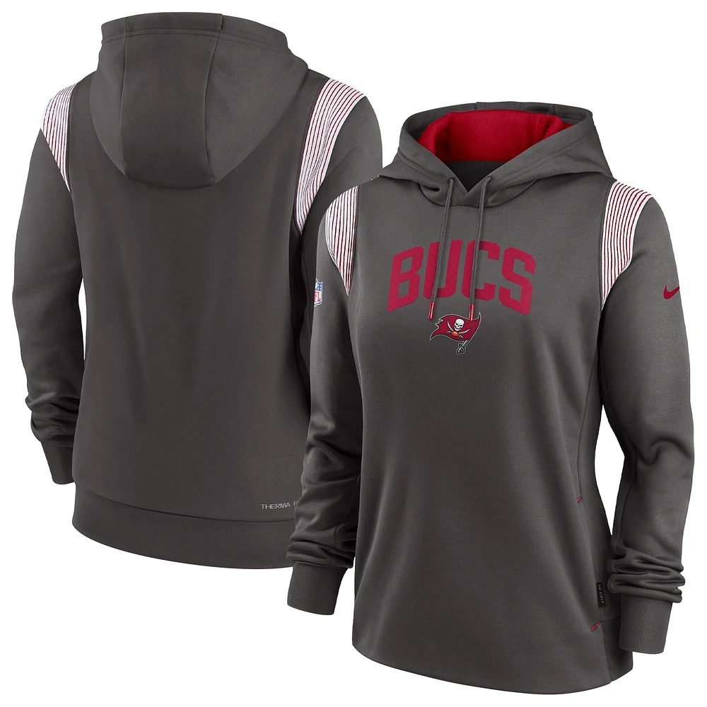 Women's Nike Pewter Tampa Bay Buccaneers Sideline Stack Performance Pullover Hoodie